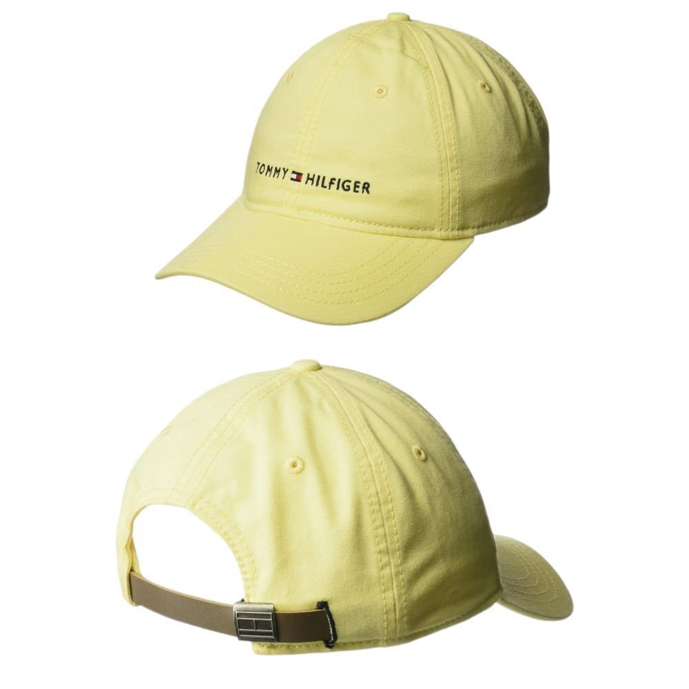 🔸️NWT Tommy Hilfiger Yellow Logo Unisex Adjustable Baseball Hat One Size